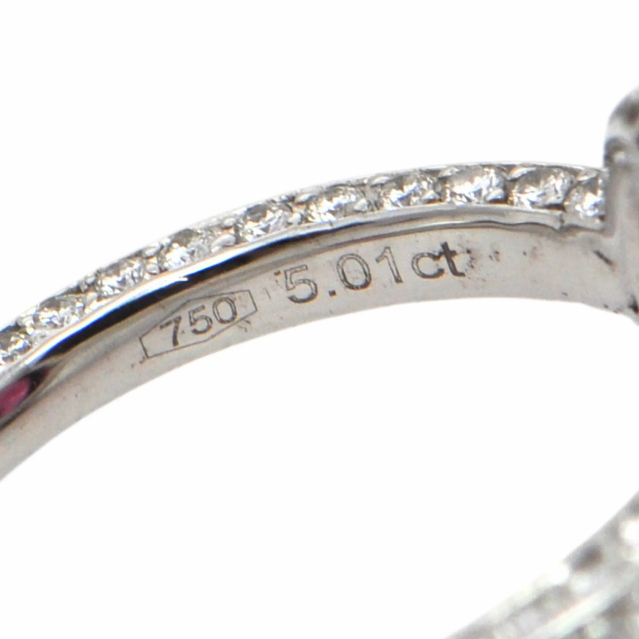 5.01ct Rubellite and Diamond 18k White Gold Ring