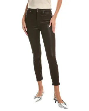 7 For All Mankind High-Waist Skinny Jeans mit Schokoladenfarbener Beschichtung