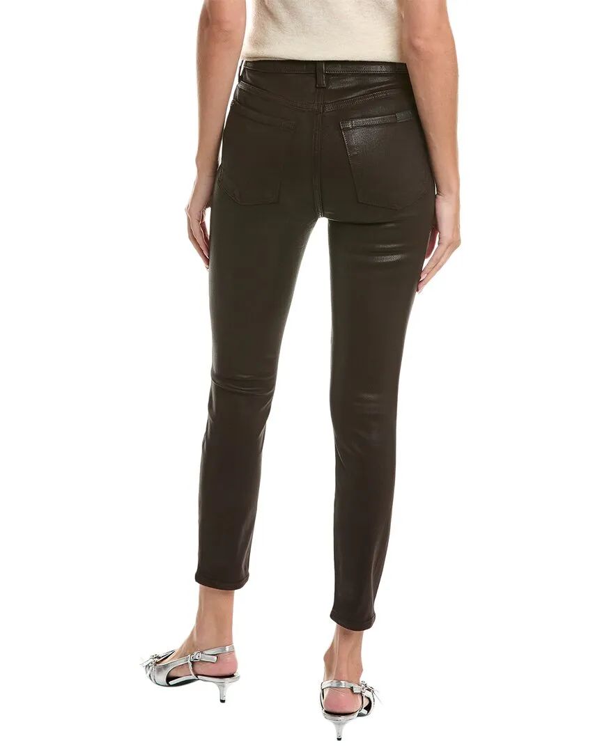 7 For All Mankind High-Waist Skinny Jeans mit Schokoladenfarbener Beschichtung