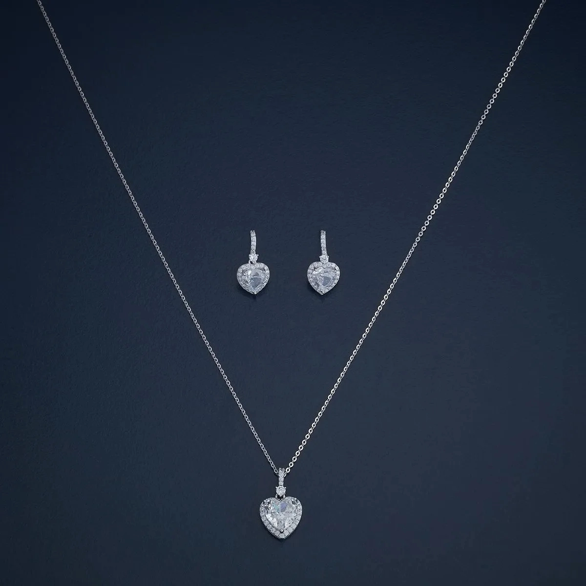 92.5 Silver Pendant with Chain and Earring Set 180980