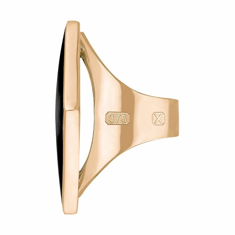 9ct Rose Gold Whitby Jet Hallmark Medium Rhombus Ring