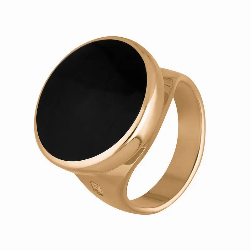 9ct Rose Gold Whitby Jet Hallmark Small Round Ring