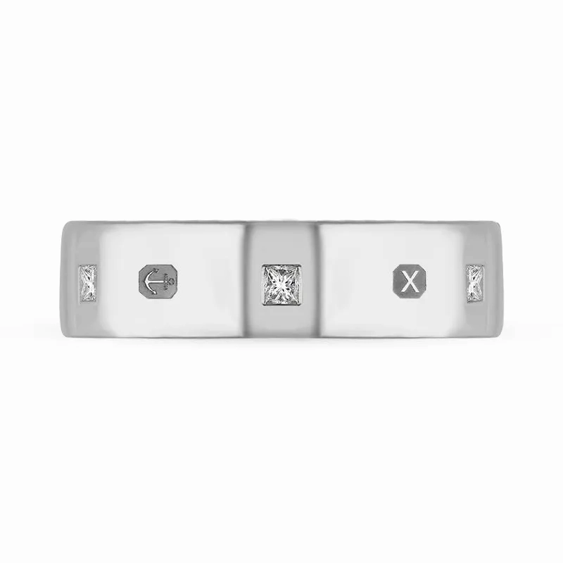 9ct White Gold 0.36ct Diamond Queen's Jubilee Hallmark Princess Cut 6mm Ring D