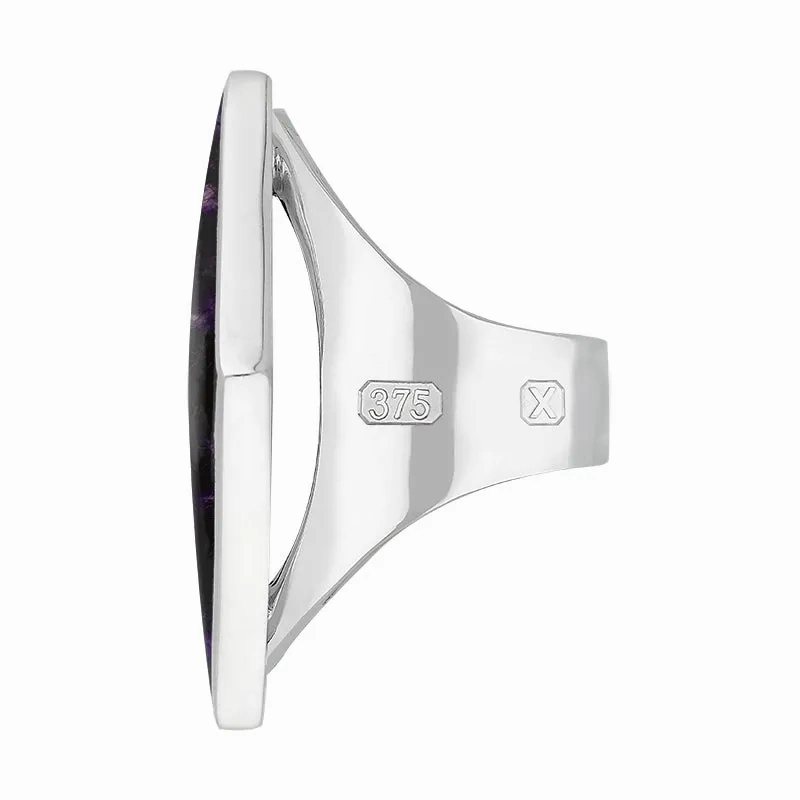9ct White Gold Blue John Hallmark Large Rhombus Ring