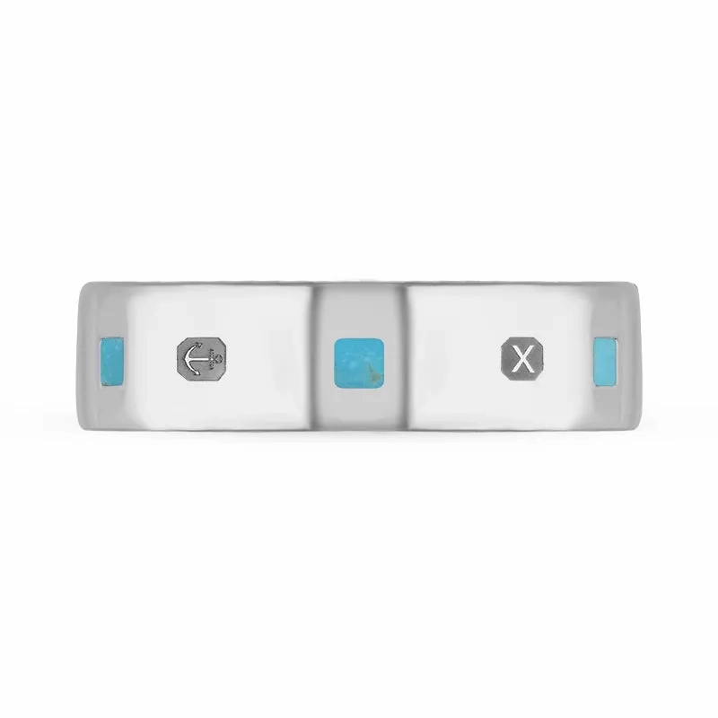 9ct White Gold Turquoise Queen's Jubilee Hallmark Princess Cut 6mm Ring D