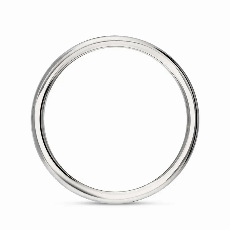 9ct White Gold Whitby Jet King's Coronation Hallmark 3mm Ring D