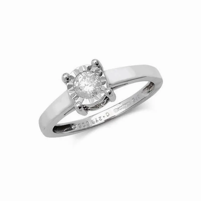 9K White Gold 0.27ct Illusion Set Diamond Solitaire Ring