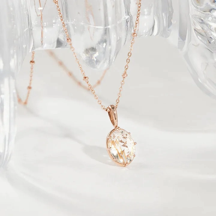 [14K Gold] Shy Rutilated Quartz Necklace