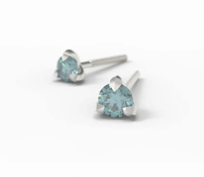 &quot;Little Leaves&quot; 3mm Montana Sapphire Studs - 14k