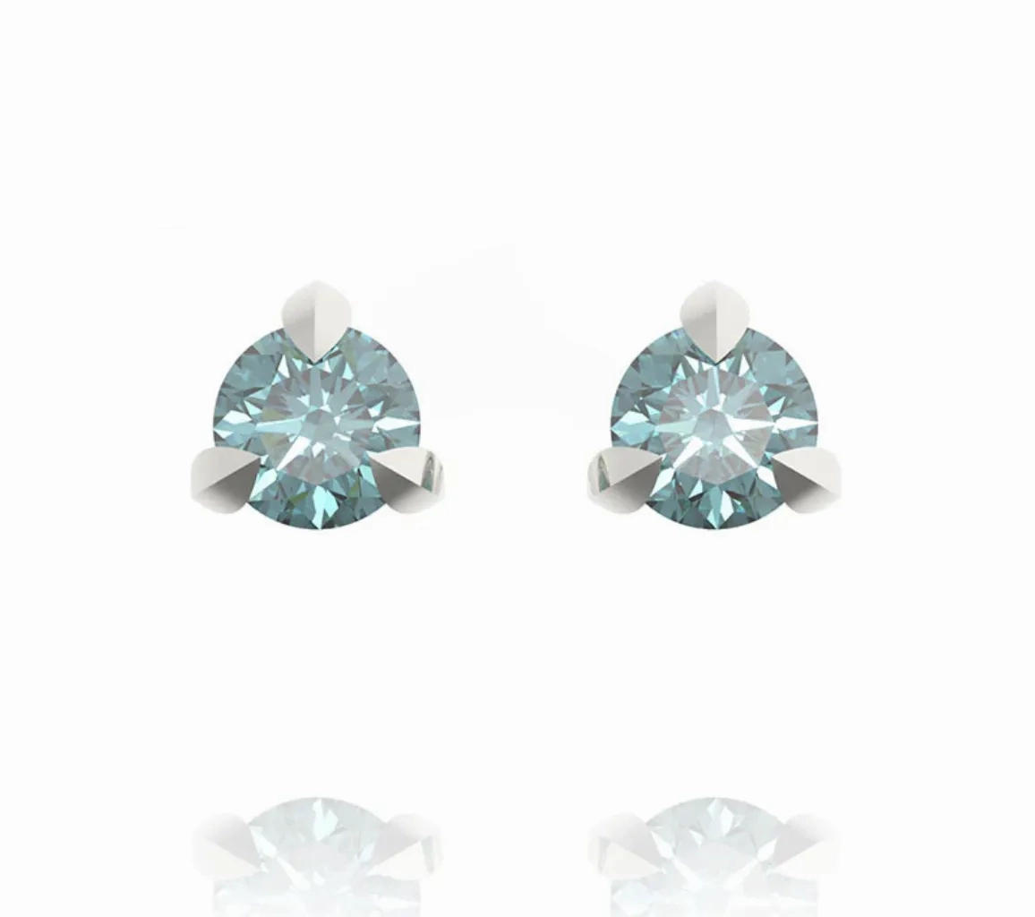 &quot;Little Leaves&quot; 3mm Montana Sapphire Studs - 14k