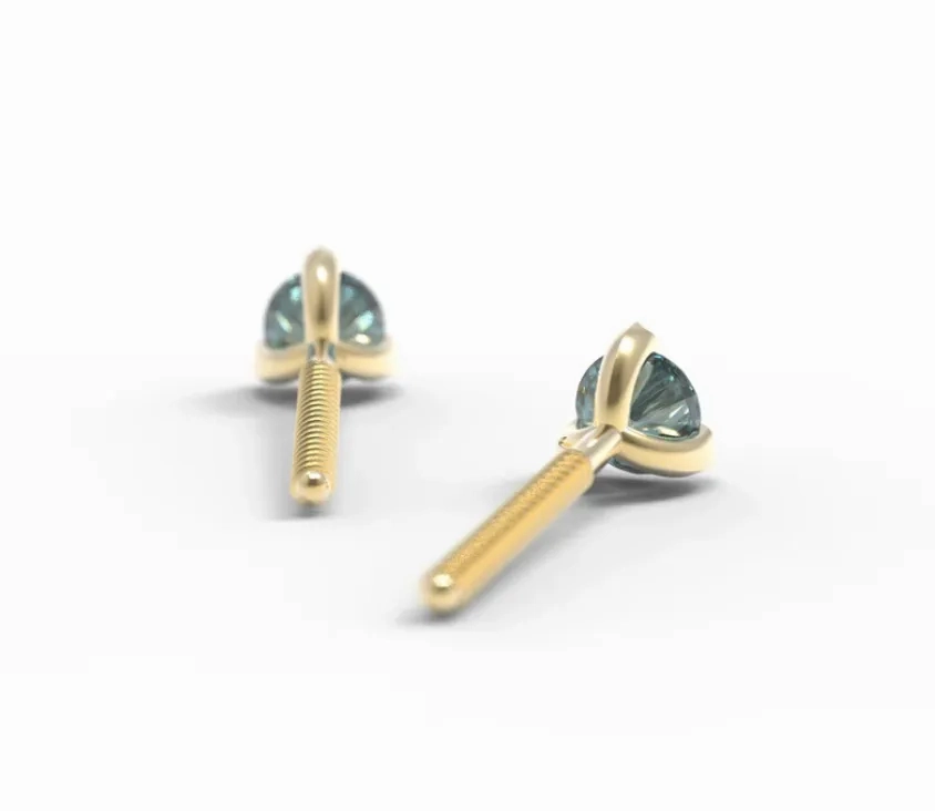 &quot;Little Leaves&quot; 3mm Montana Sapphire Studs - 14k