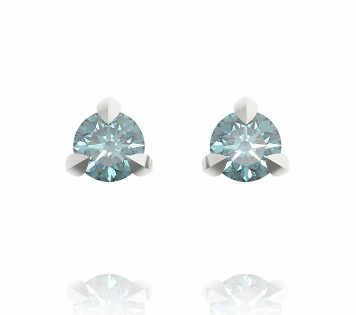 &quot;Little Leaves&quot; 3mm Montana Sapphire Studs - 14k