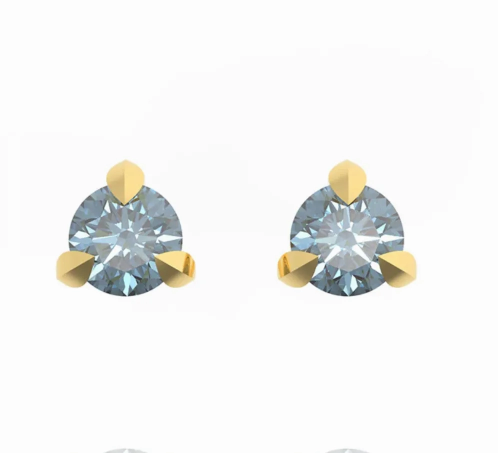 &quot;Little Leaves&quot; 3mm Montana Sapphire Studs - 14k