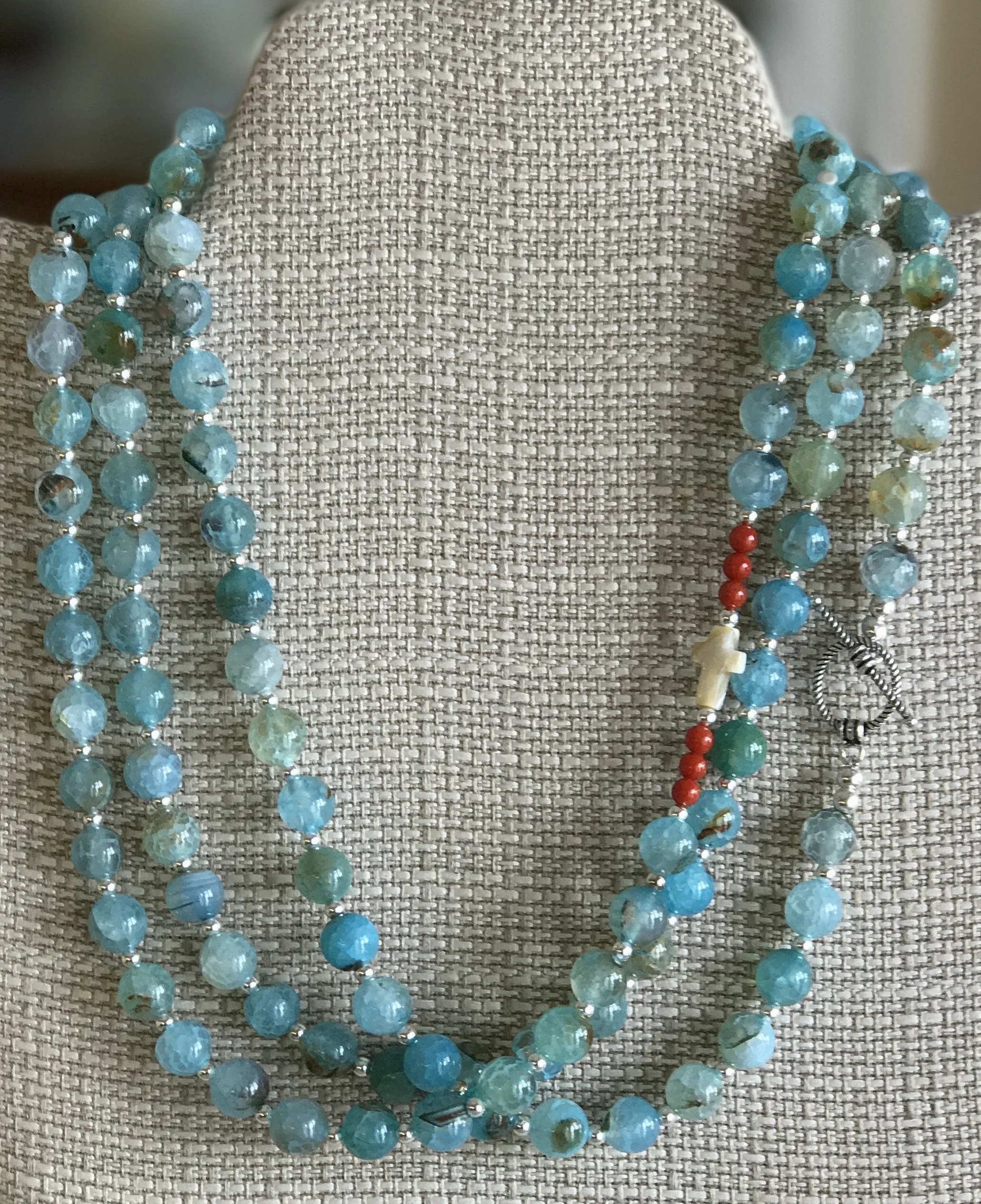 &quot;Mimi&quot; Blue Agate Necklace or Bracelet