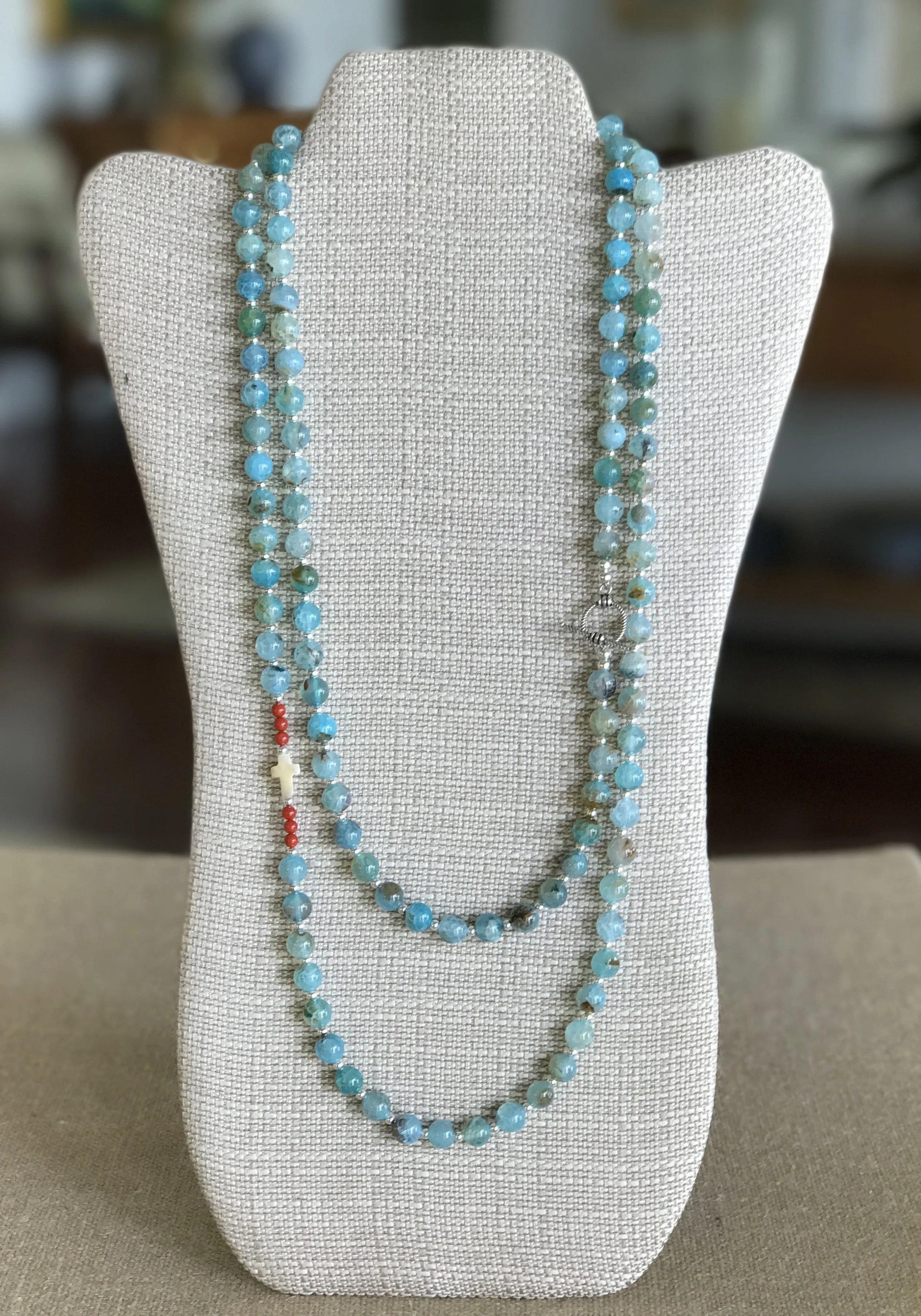 &quot;Mimi&quot; Blue Agate Necklace or Bracelet