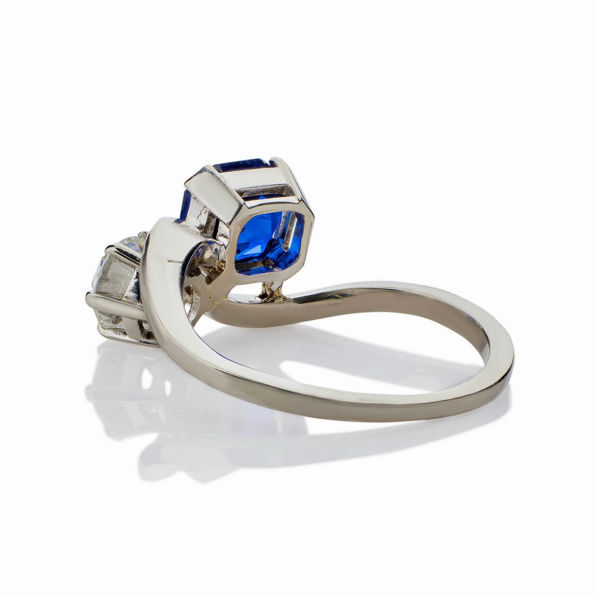 &quot;Toi et Moi&quot; Untreated Burmese Sapphire and Diamond Ring