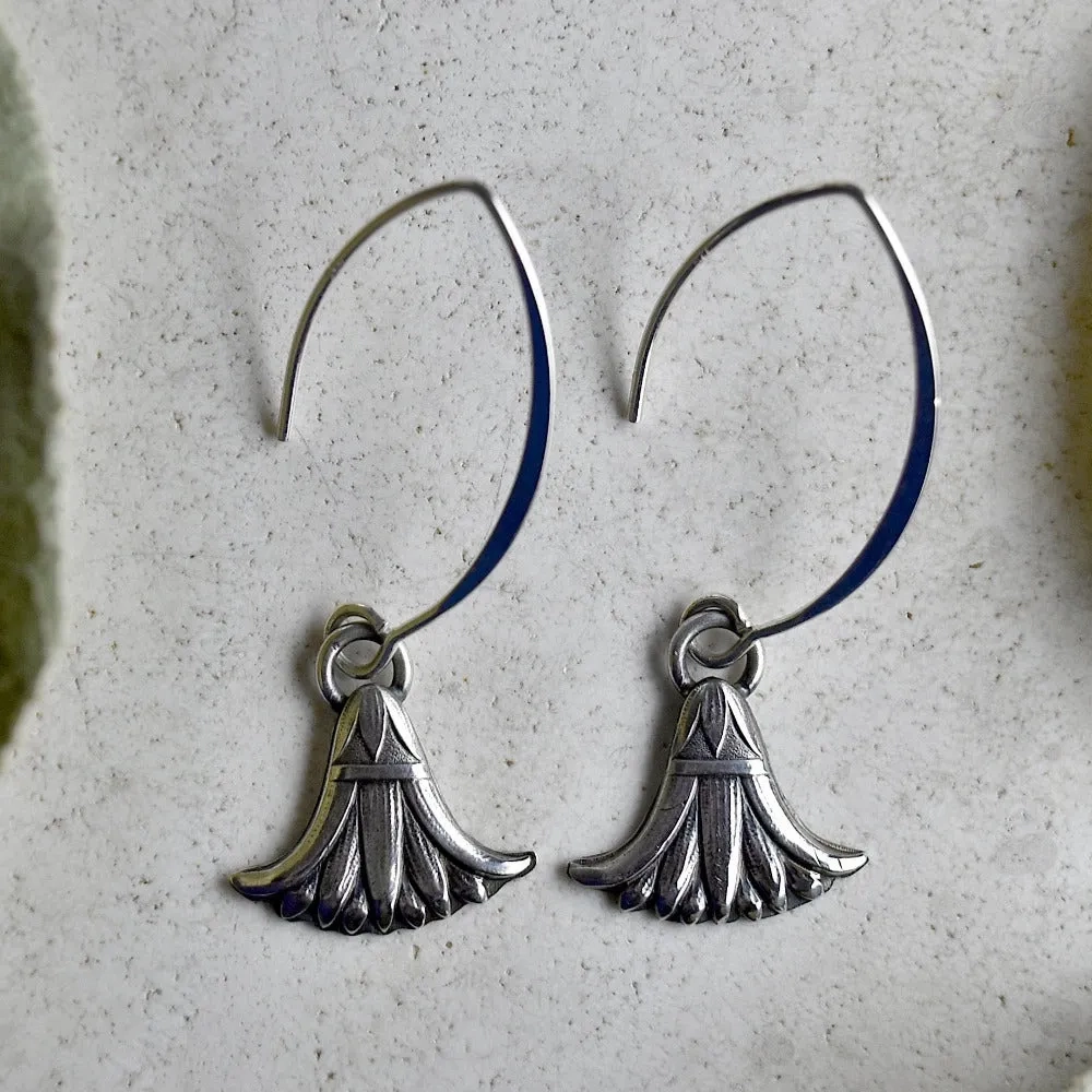 'Egyptian Revival' Silver Drop Earrings