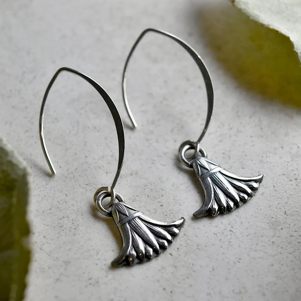 'Egyptian Revival' Silver Drop Earrings