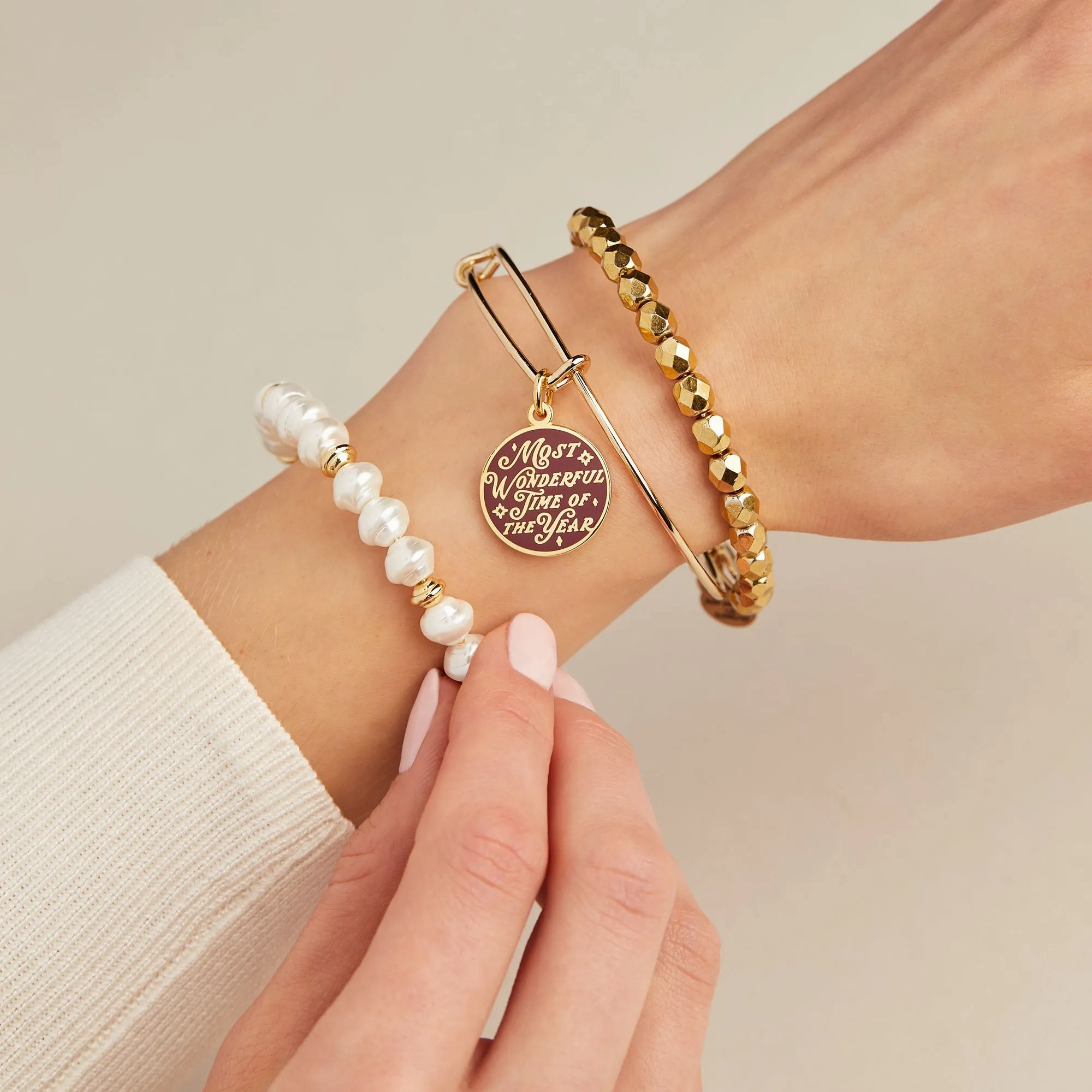 'Most Wonderful Time of the Year' Charm Bangle, Set of 3