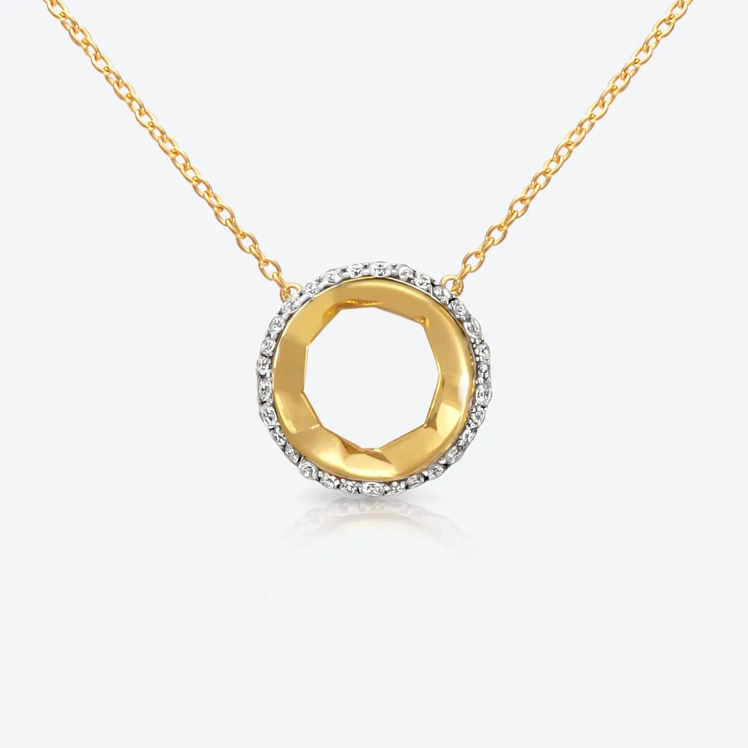 A. Sun Halo Aura 18K Gold Necklace w. Lab-Grown Diamond Pav??