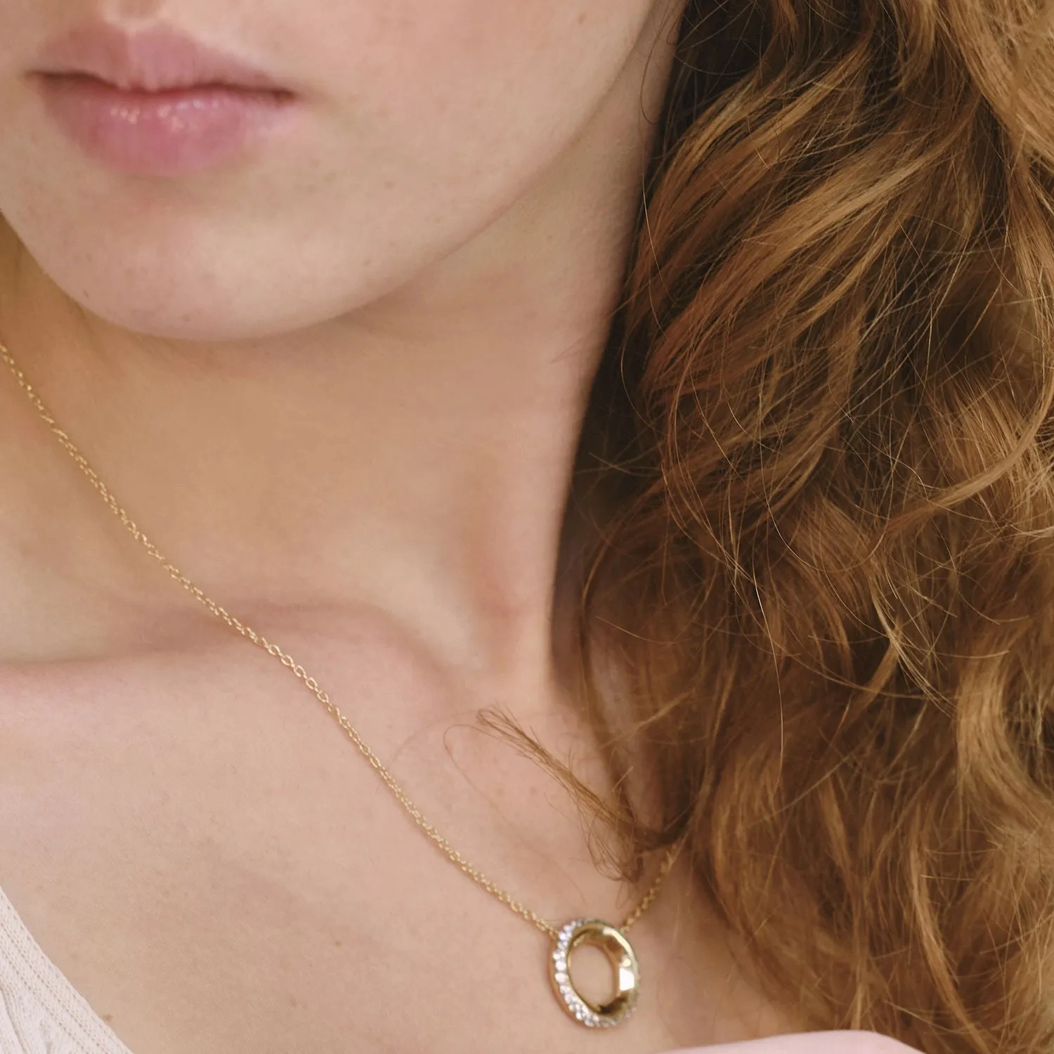 A. Sun Halo Aura 18K Gold Necklace w. Lab-Grown Diamond Pav??