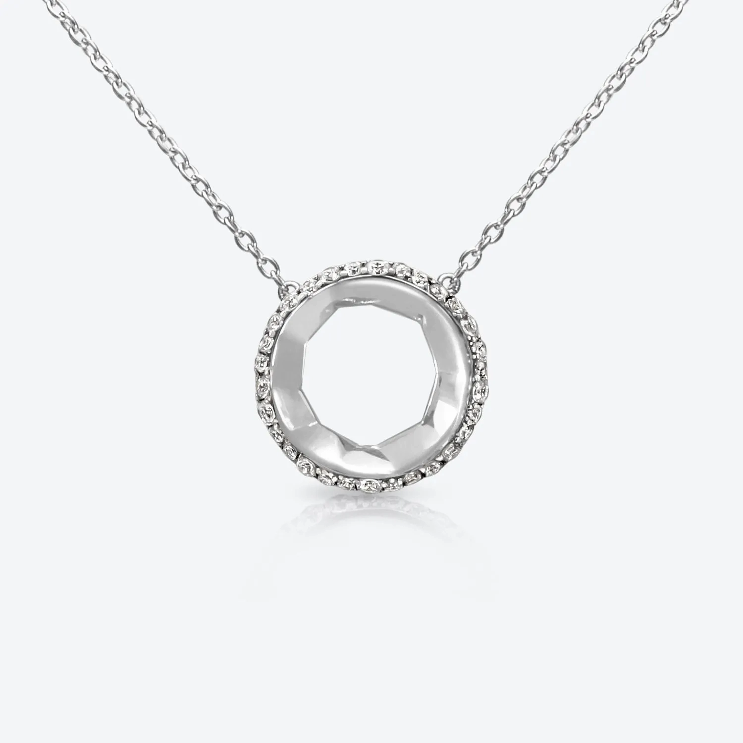 A. Sun Halo Aura 18K White Gold Necklace w. Lab-Grown Diamond Pav??