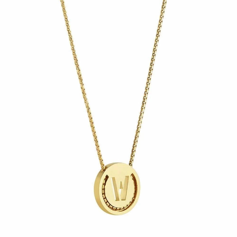 ABC's - W 18K Gold Plated Necklace