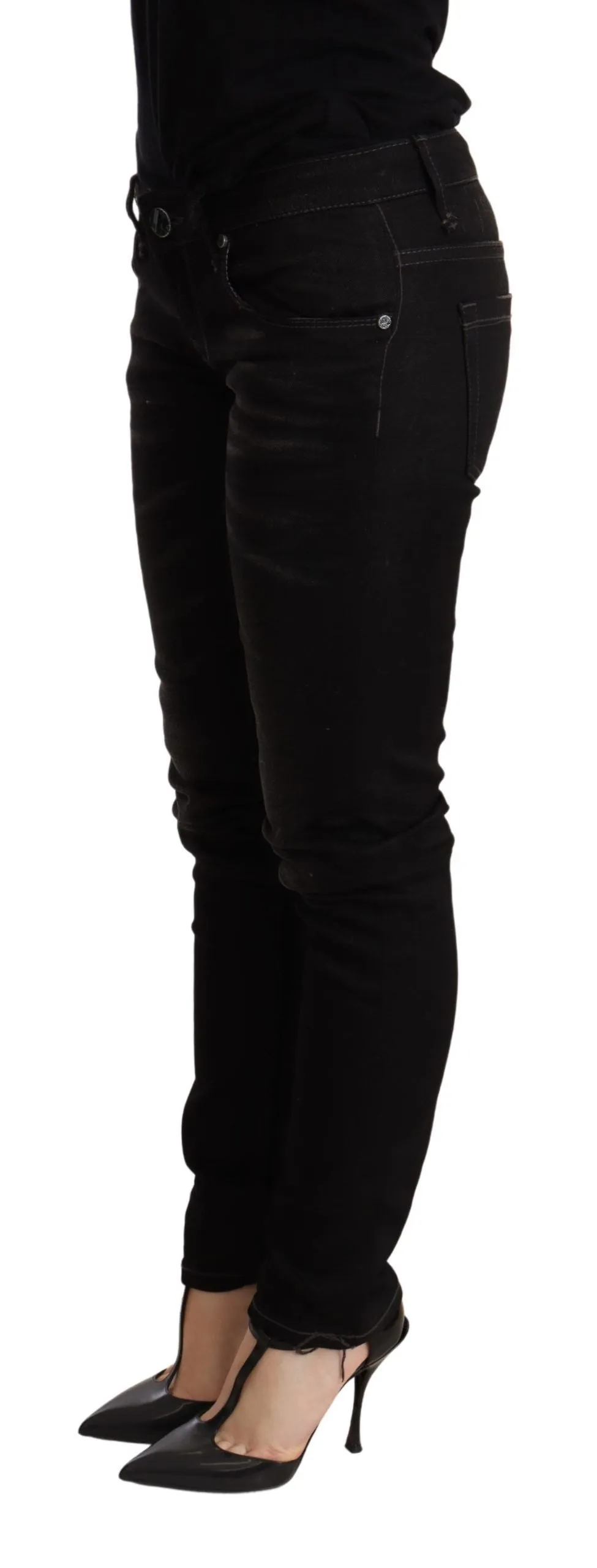 Acht Chic Niedrige Taille Skinny Damen blau