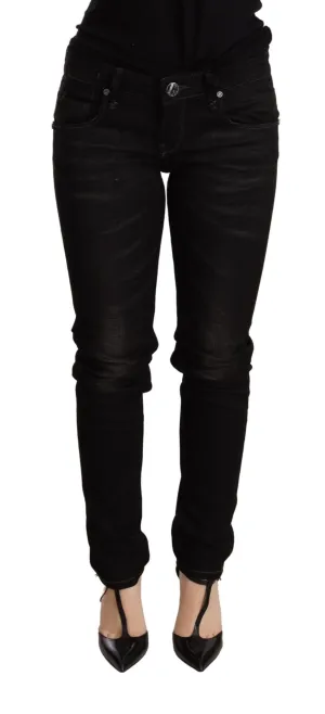 Acht Chic Niedrige Taille Skinny Damen blau