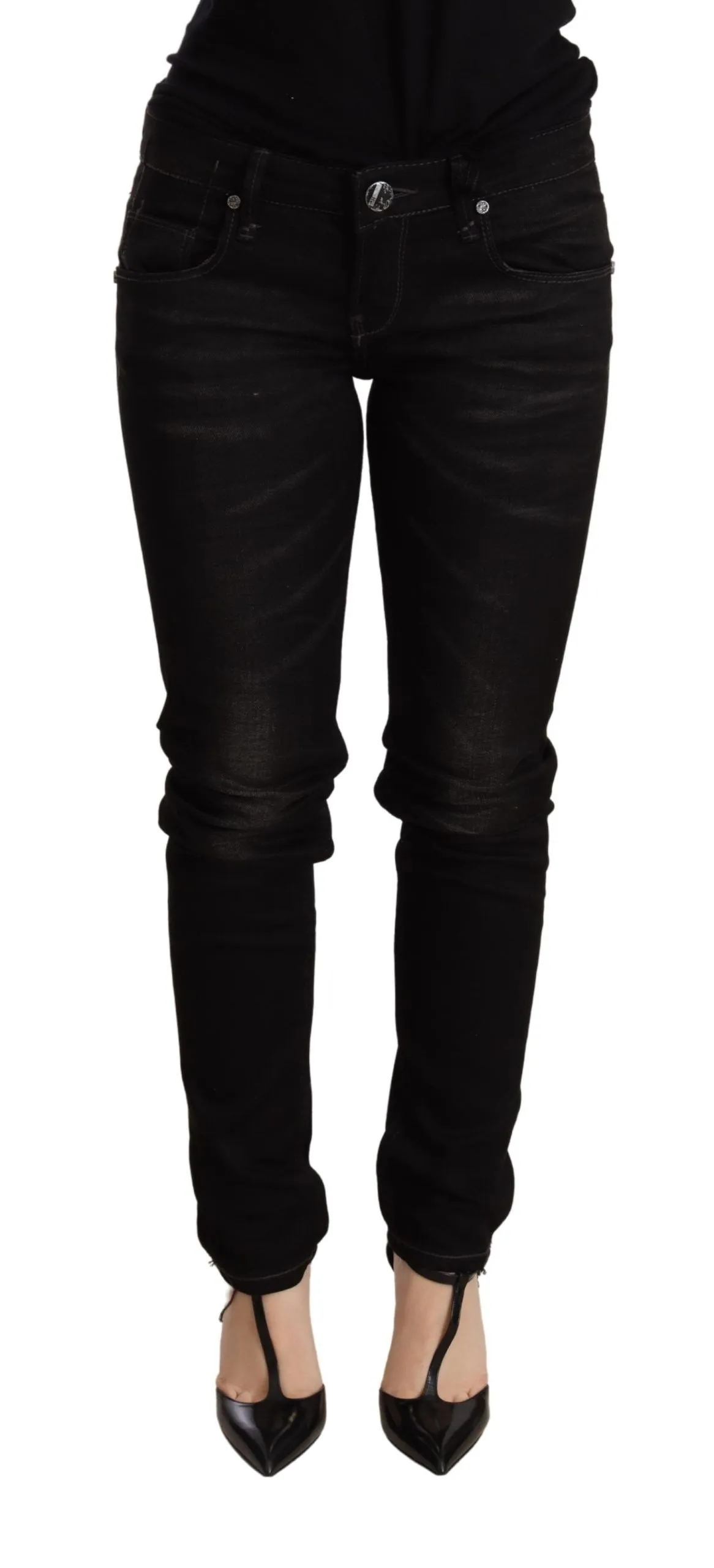 Acht Chic Niedrige Taille Skinny Damen blau