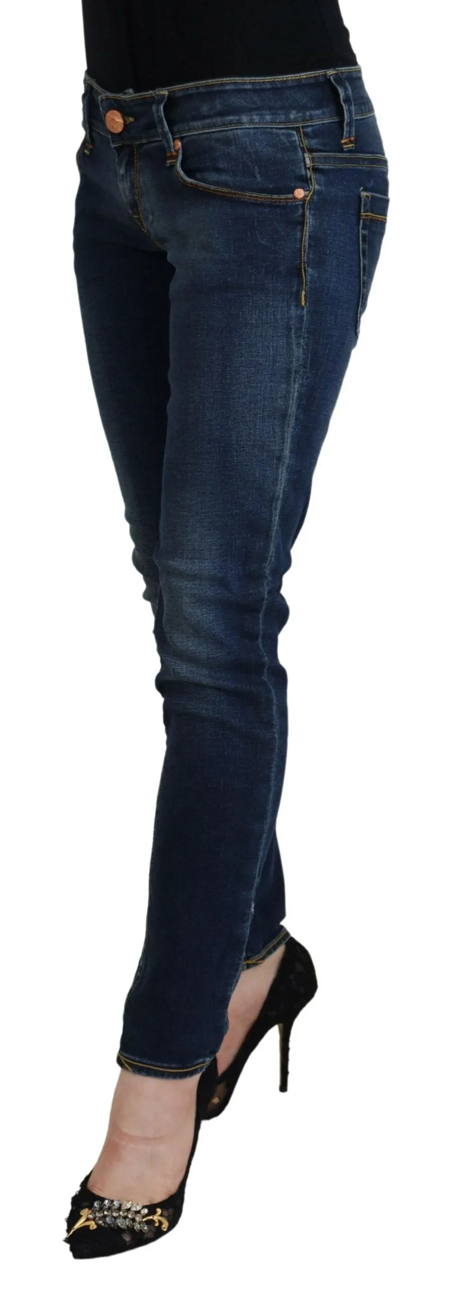 Acht Baumwolle Niedrige Taille Skinny Damen Casual Jeans