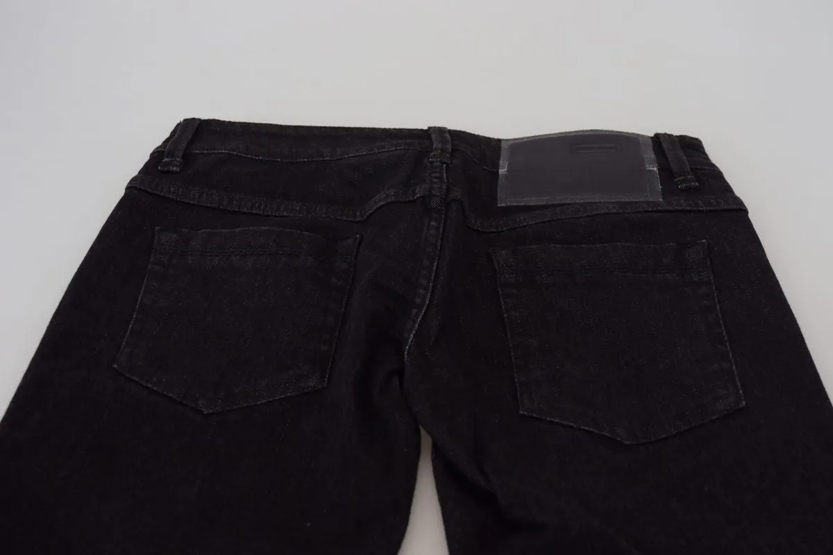 Acht Low-Waist Slim-Fit Baumwoll-Blaue Damenjeans