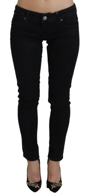 Acht Low-Waist Slim-Fit Baumwoll-Blaue Damenjeans