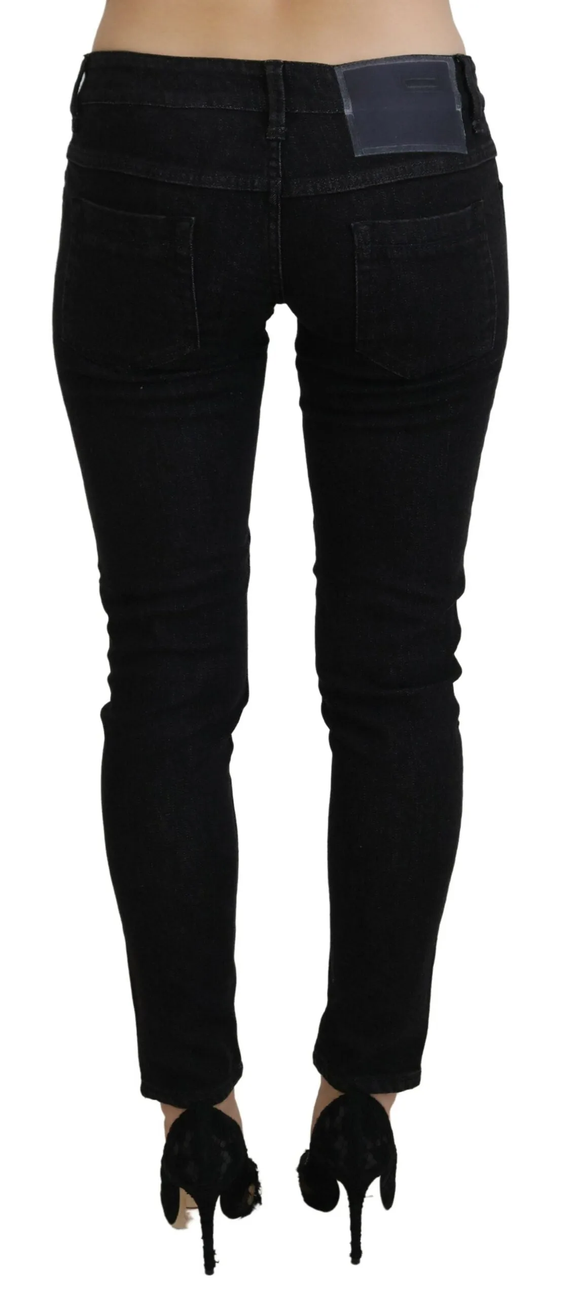 Acht Low-Waist Slim-Fit Baumwoll-Blaue Damenjeans