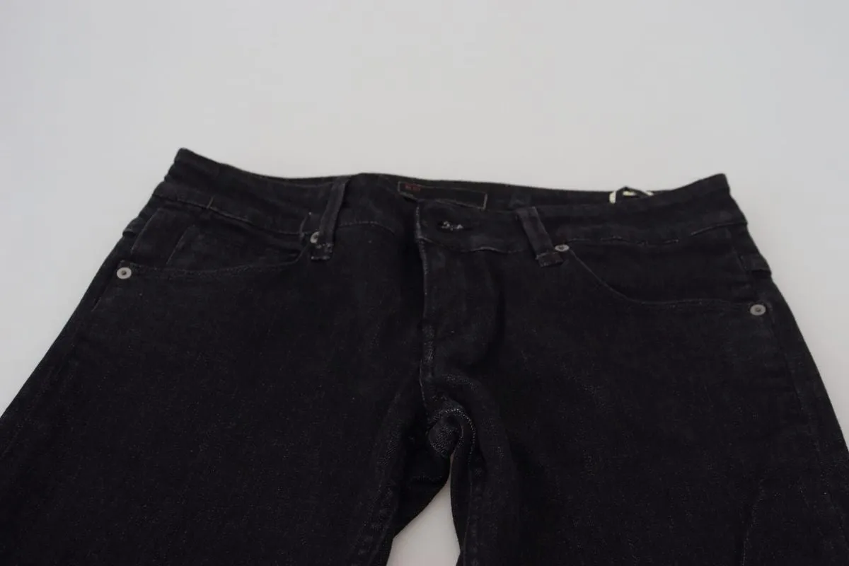 Acht Low-Waist Slim-Fit Baumwoll-Blaue Damenjeans