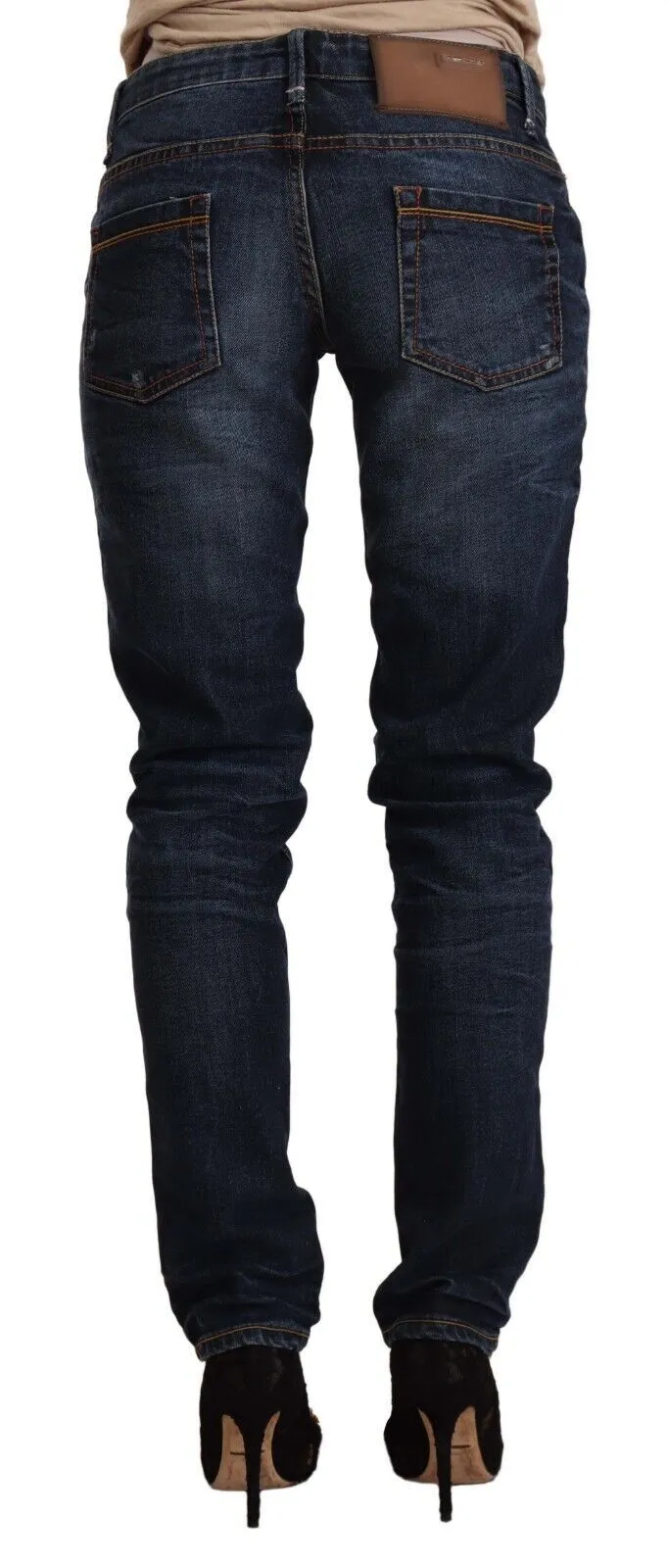 Acht Waschbaumwolle Low Waist Skinny Damenjeans