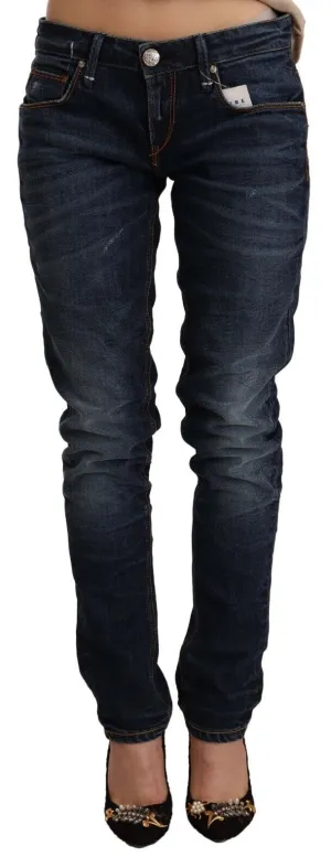 Acht Waschbaumwolle Low Waist Skinny Damenjeans
