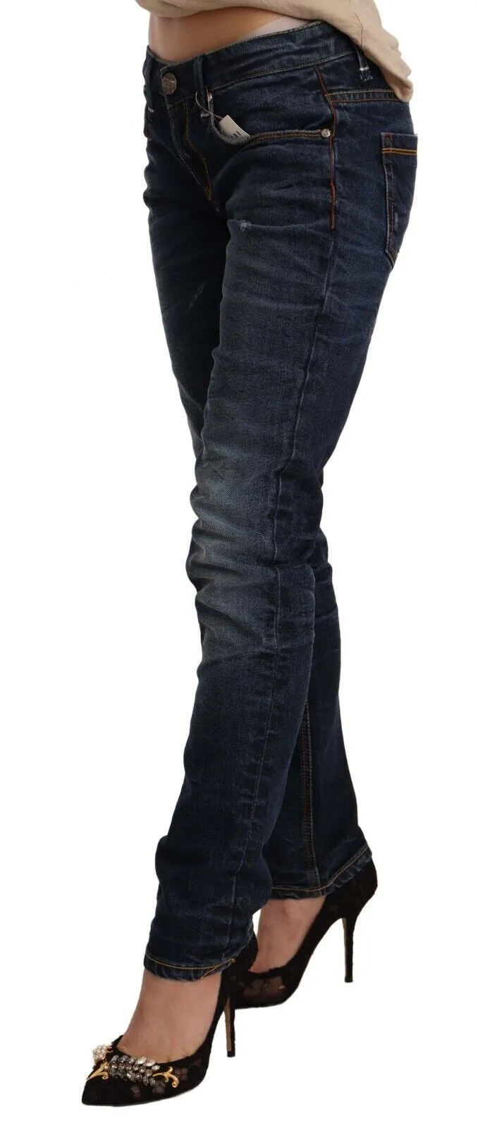 Acht Waschbaumwolle Low Waist Skinny Damenjeans