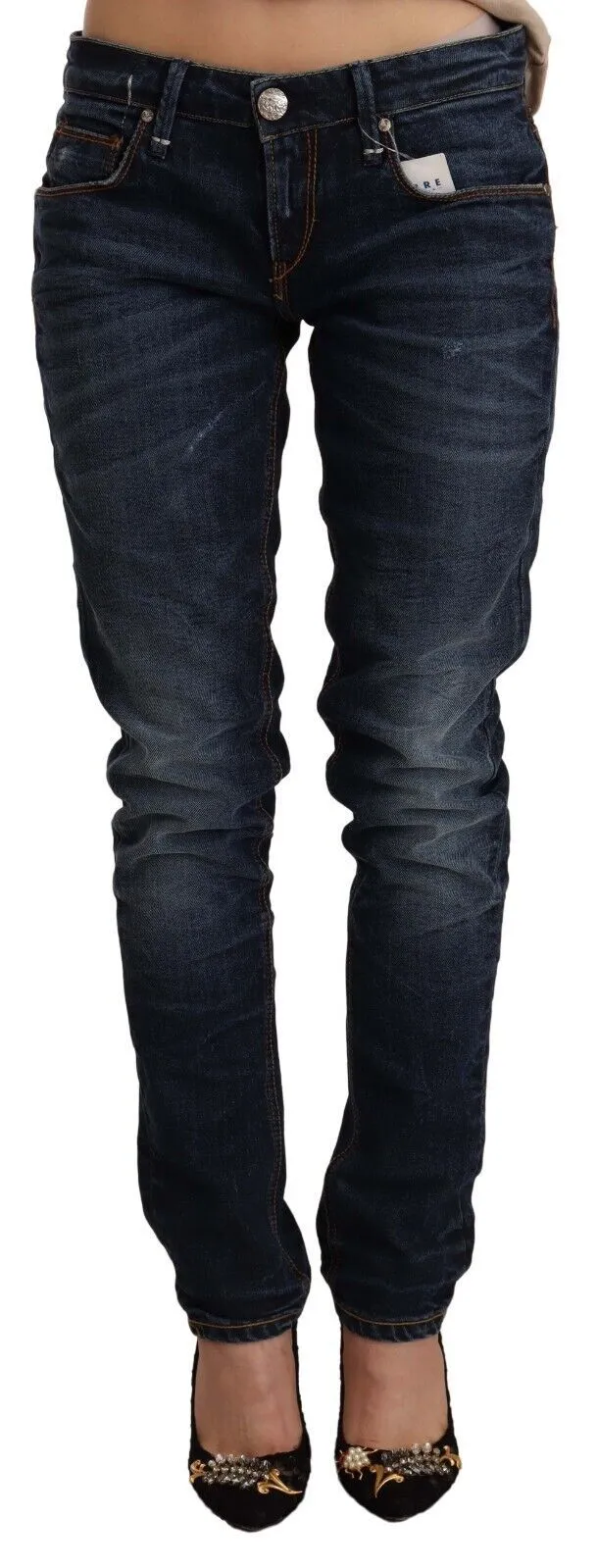 Acht Waschbaumwolle Low Waist Skinny Damenjeans