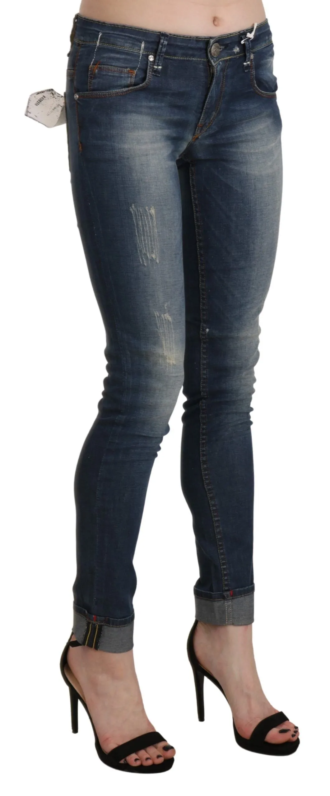 Acht Washed Low Waist Skinny Cropped Damenhose