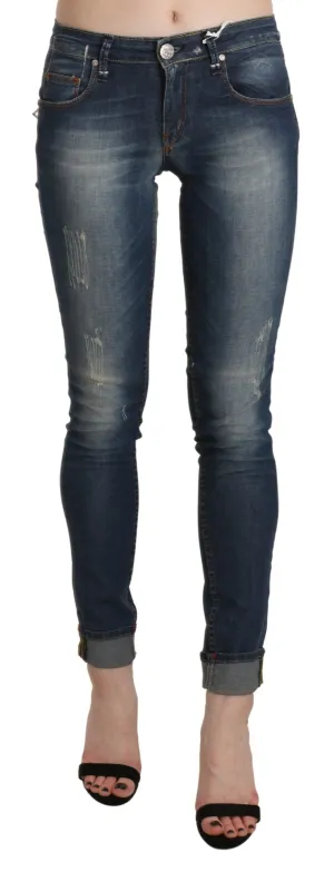 Acht Washed Low Waist Skinny Cropped Damenhose