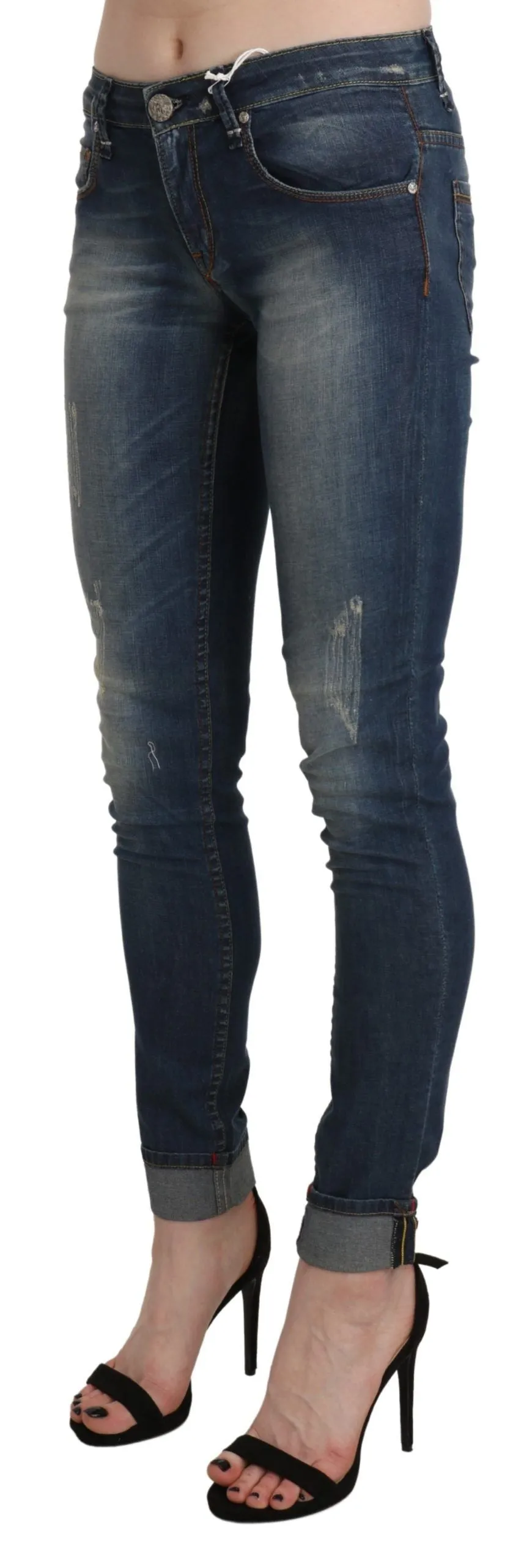 Acht Washed Low Waist Skinny Cropped Damenhose