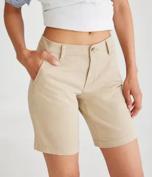 Aeropostale Damen Uniform Bermuda Shorts - Hellbraun - Größe 0 - Polyester - Teen Mode & Bekleidung Sommer Hellbraun Aeropostale