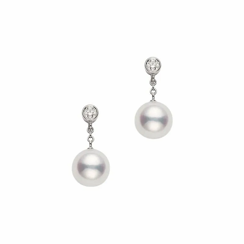 Akoya Pearl and Diamond Classic Drop Earrings