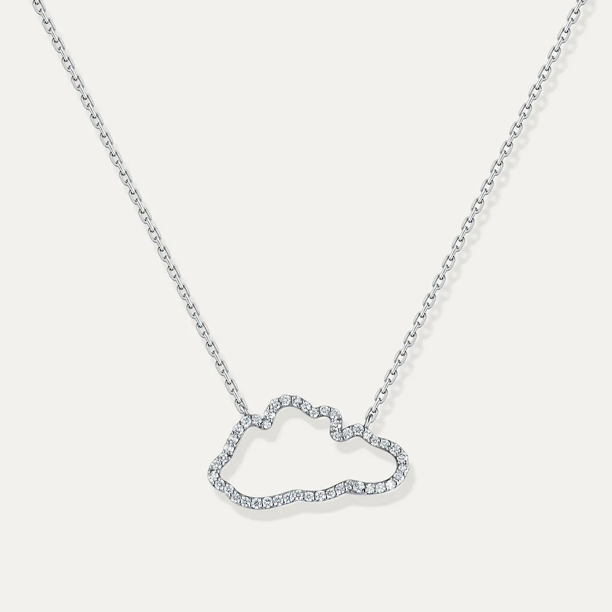 Allusia Love Accented 18K Whitegold Necklace w. Diamonds
