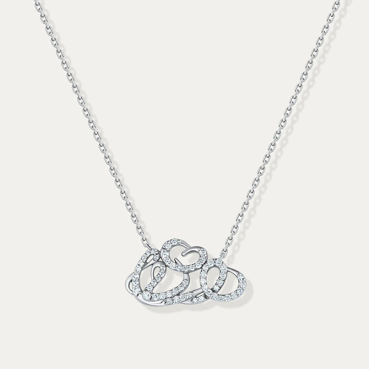Allusia Love Detailed 18K Whitegold Necklace w. Diamonds