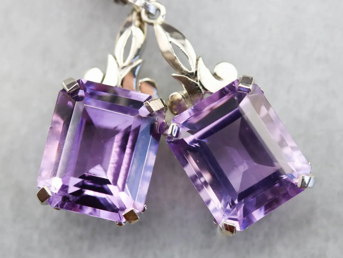 Amethyst White Gold Drop Earrings