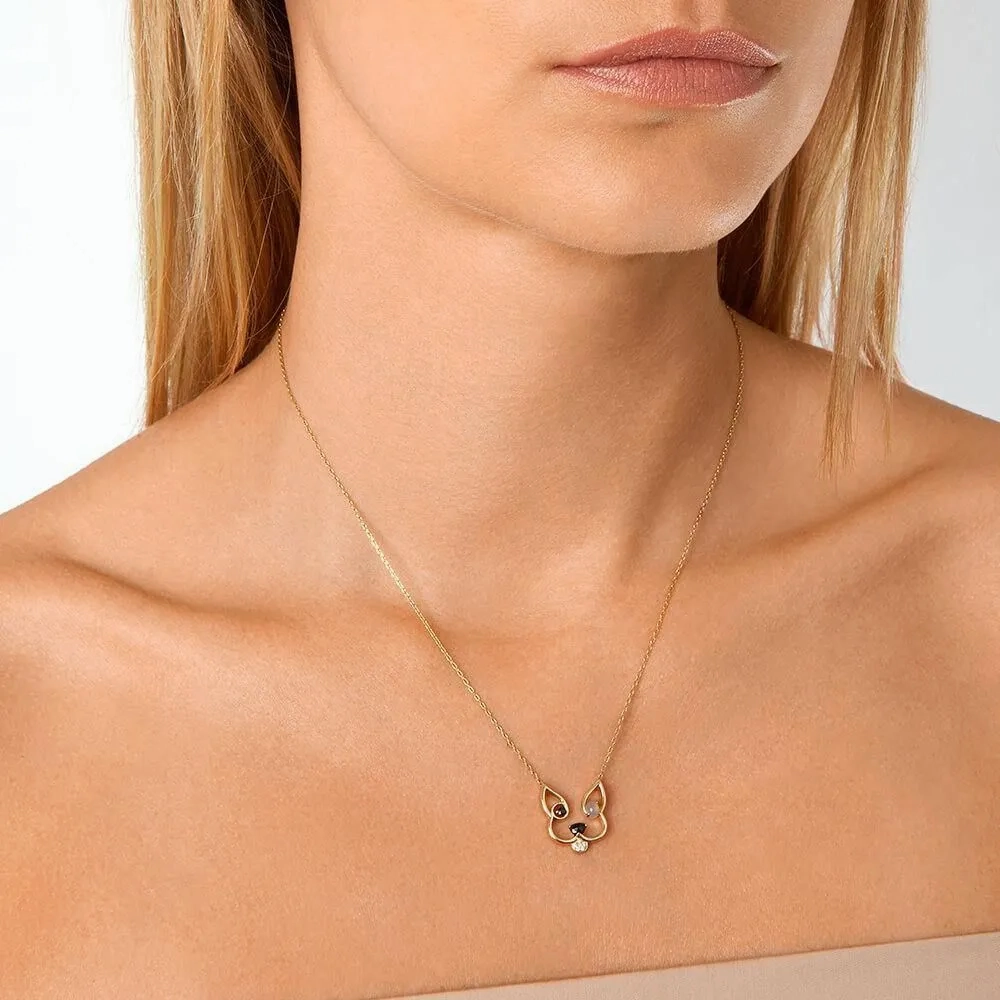 ANIMAUX Patch 18K Gold Necklace w. Diamond &amp; Spinel
