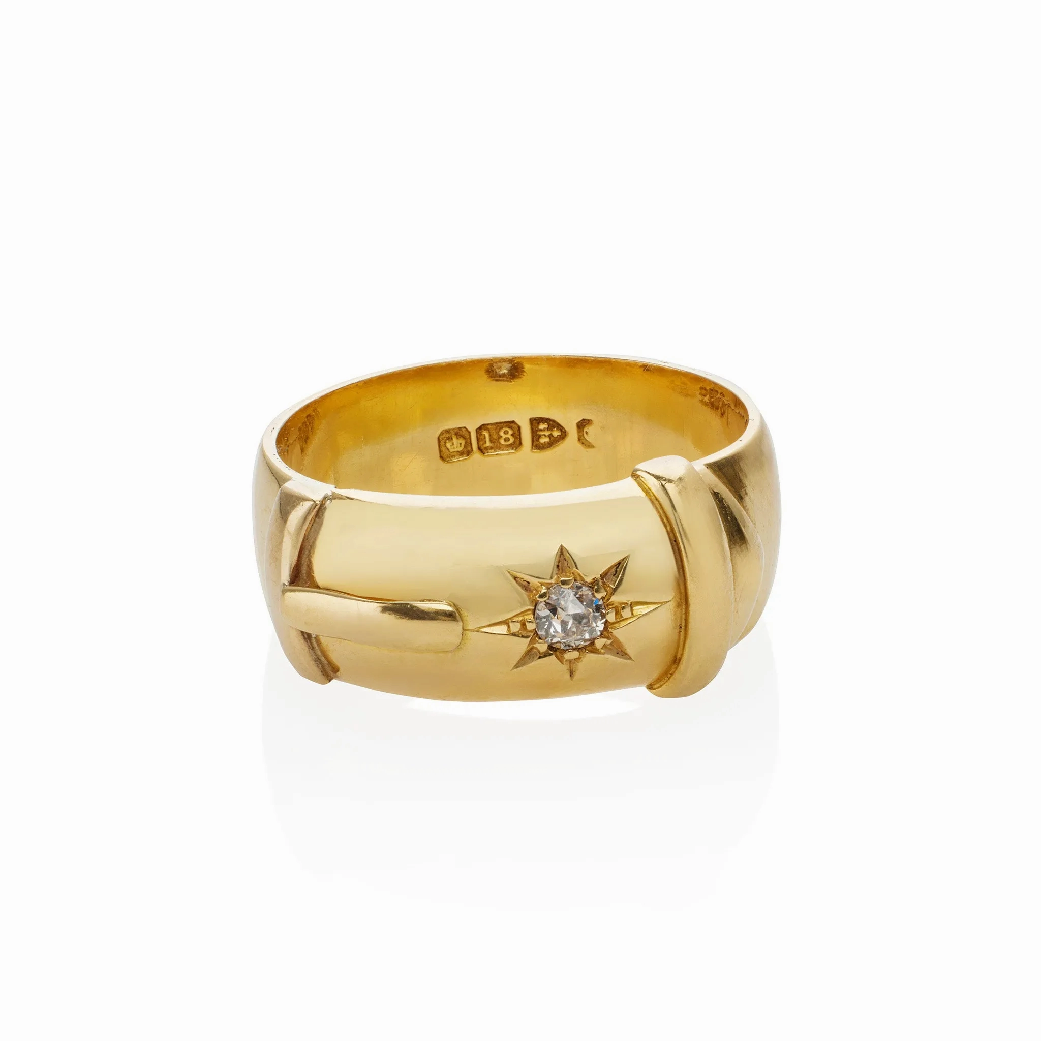 Antique English 18K Gold and Diamond Buckle Ring