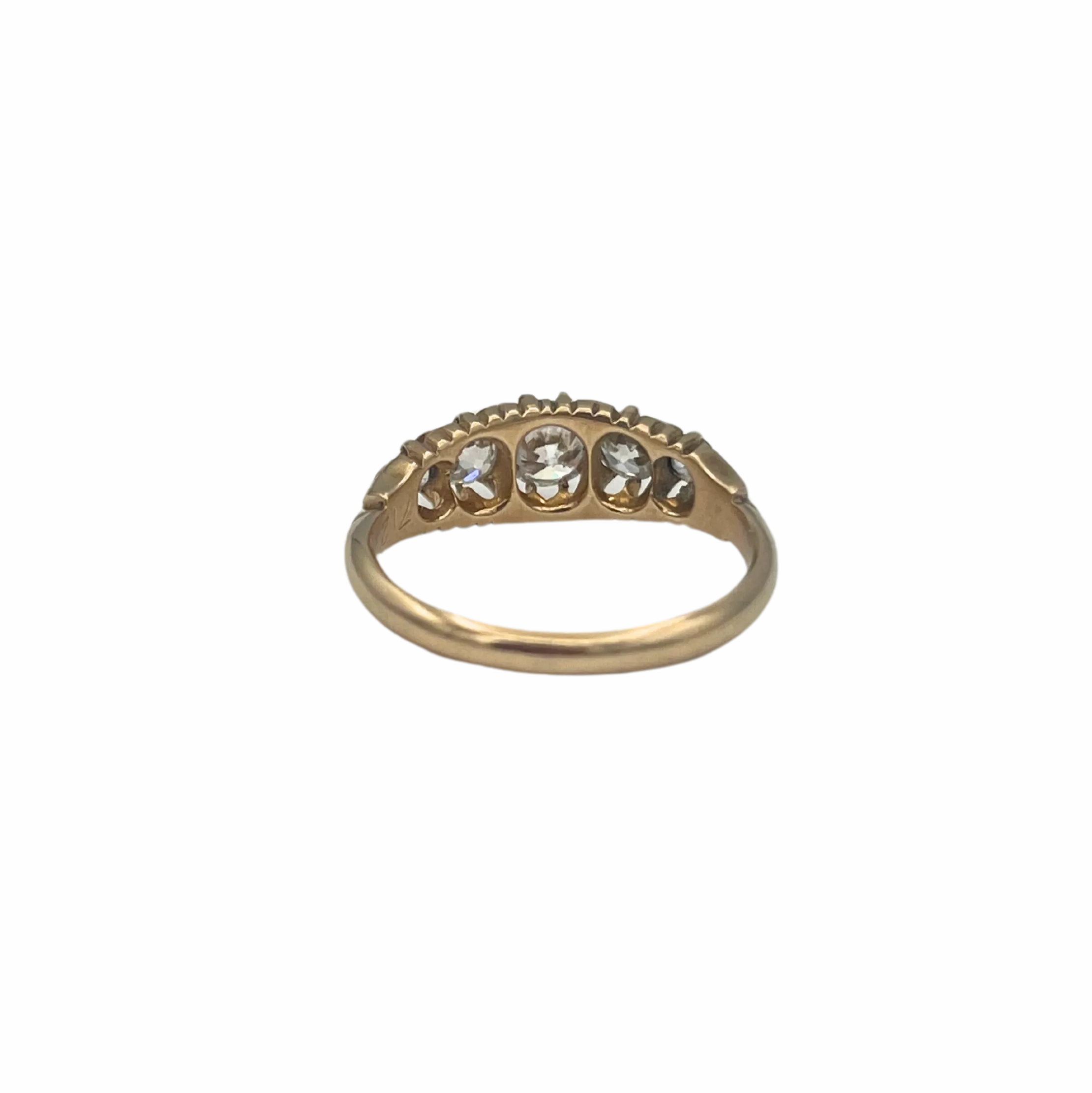 Antique English (Birmingham) 0.86ct Old European cut 5 stone ring Circa 1898